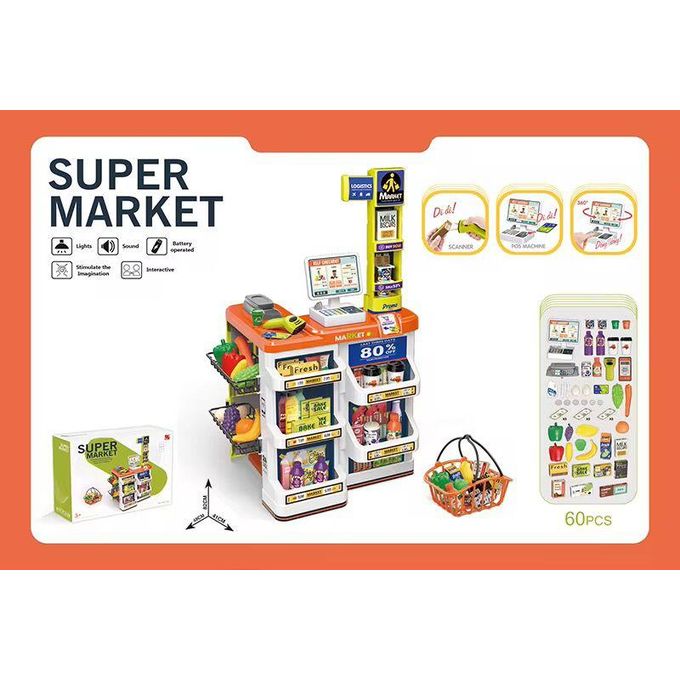 🛒✨ مجموعة العاب السوبر ماركت 60 قطعة للأطفال ✨🛒