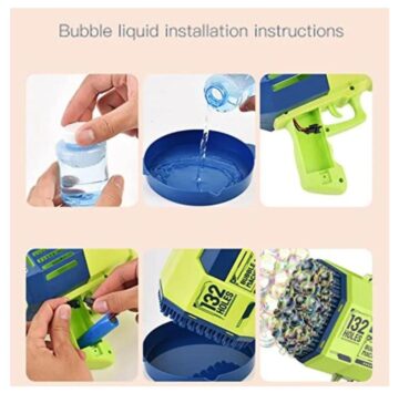 مسدس فقاعات بابلز بازوكا 132 فتحة – إصدار مطوّر بإضاءة LED