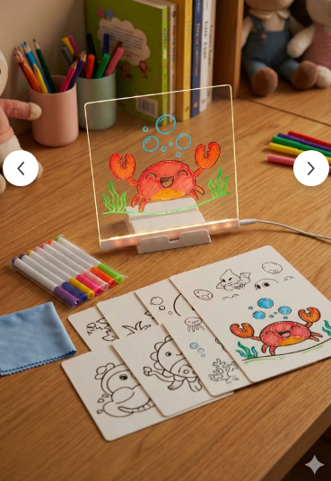 السبورة المضيئة السحرية ✨🎨 (ارسم.. امسح.. ونوّر!)