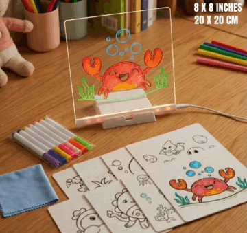 السبورة المضيئة السحرية ✨🎨 (ارسم.. امسح.. ونوّر!)